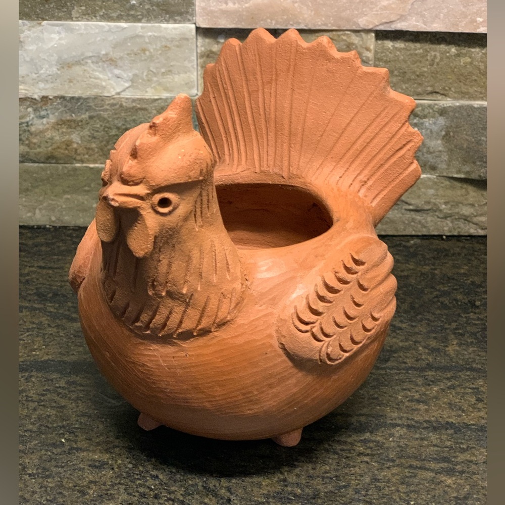 HAND CRAFTED | Terra Cotta Clay Chicken Planter